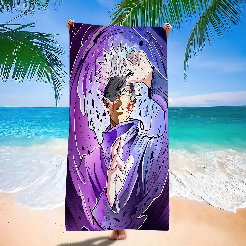 

Anime Jujutsu Kaisen Satoru Gojo Microfiber Printed Beach Towel Mountain Climbing Beach Swimming Running Absorbent Soft Towel W40*H60(CM)