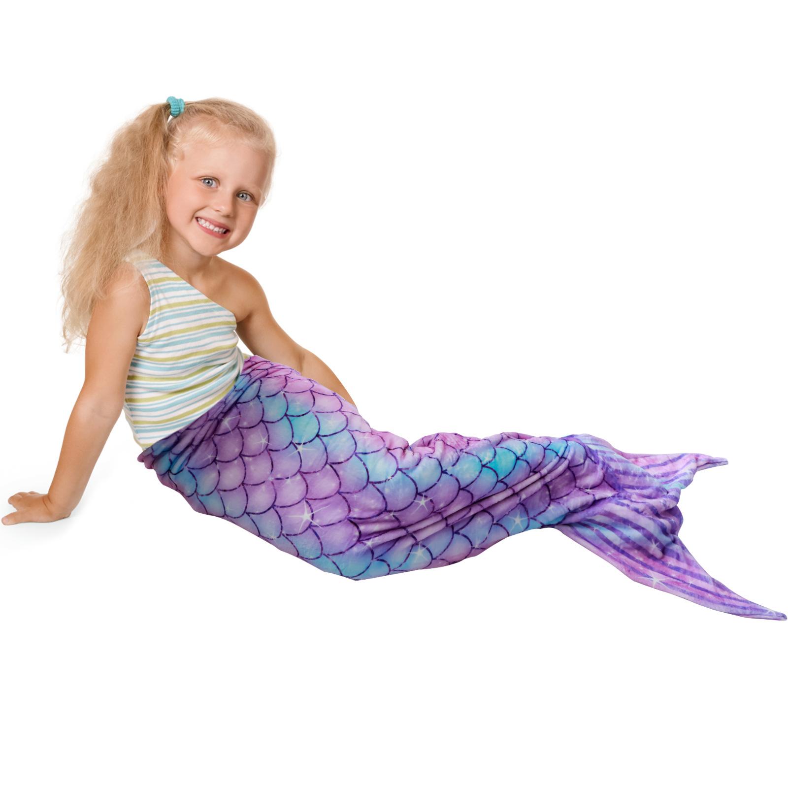 

Mermaid Tail Blanket Flannel Sleeping Bag Universal Soft Beautiful Cozy Rainbow Mermaid Blanket Fish Scale Pattern Sleeping Bag