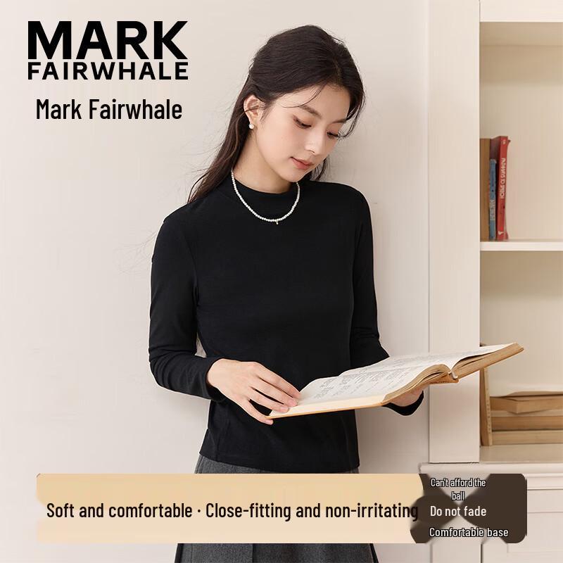 MARK FAIRWHALE Women s Semi-High Collar Long Sleeve T-Shirt S