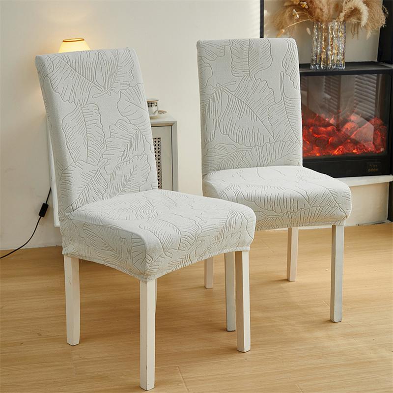 Solid Color Elastic Jacquard Dining Chair Cover Removable Chair Covers All-inclusive Anti-Dirty Seat Protector for Hotel Wedding