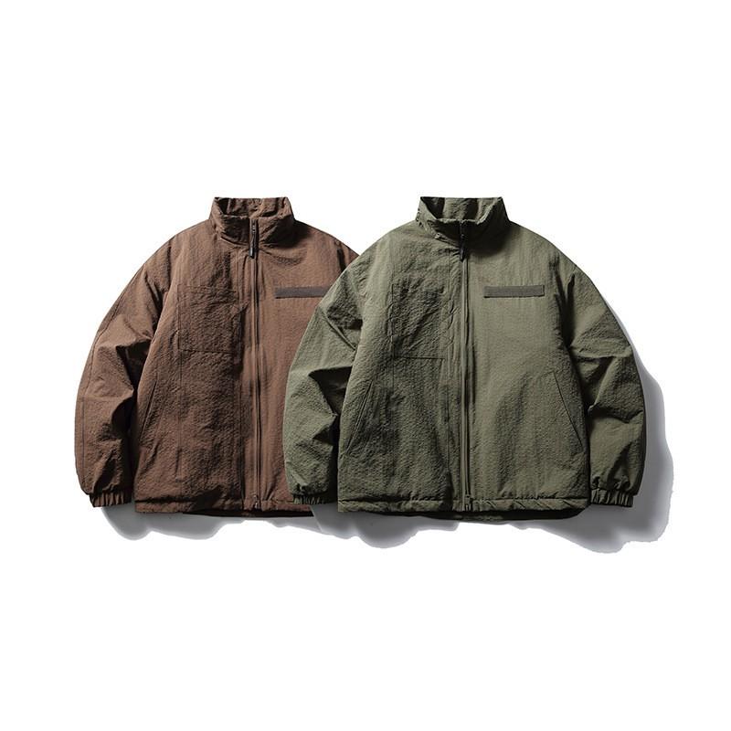 Unisex Winter Warm Cotton Puffer Jacket Stand Collar Loose Fit Solid Color Casual Streetwear Youth
