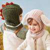 Plush Ball Kids Balaclava Hat Thickened Hooded Beanie Cartoon Kids Scarf Cap  Winter