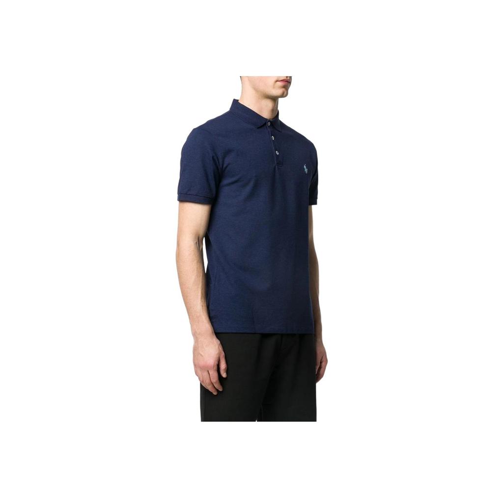 Polo Ralph Lauren Solid Color Small Pony Embroidered Slim Fit Short Sleeve Polo Shirt Men Tops Navy-Blue 710671764-072
