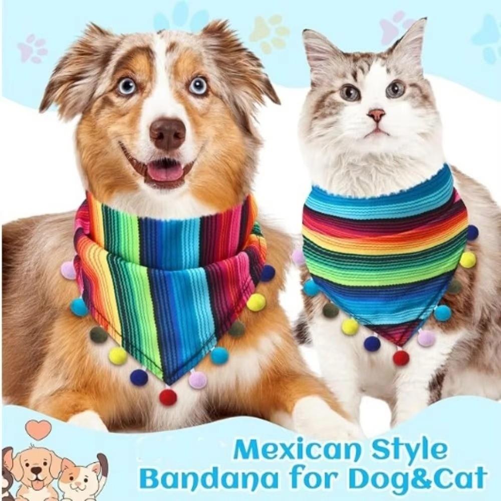 Mexican Style Pet Hat Scarf Adjustable Pet Triangle Scarf Cat Accessories Pet Neckerchief Cat