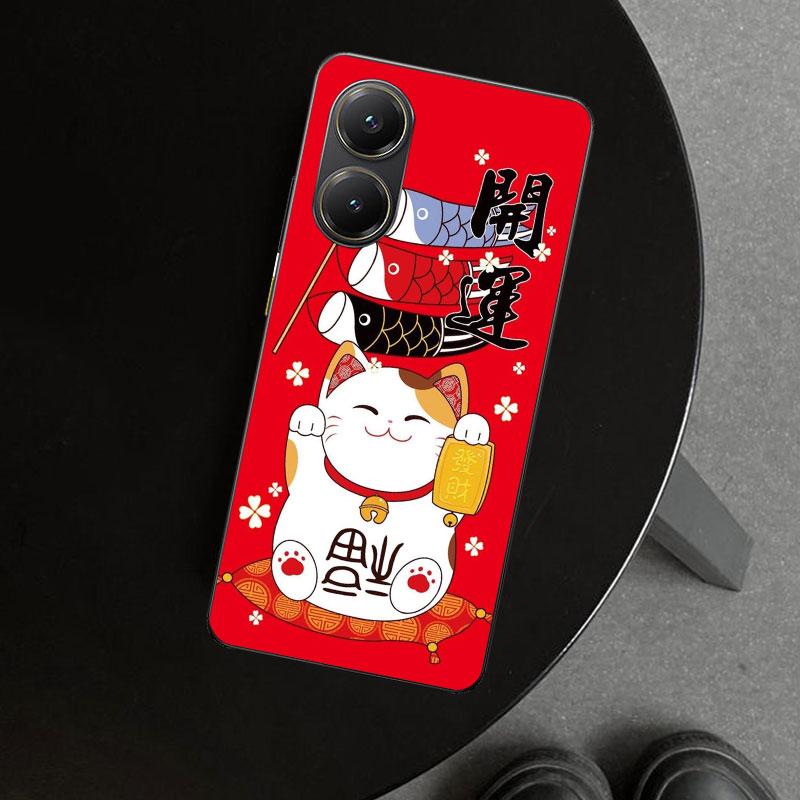 Lucky Cat Maneki Neko Japanese Phone Case Cover for Xiaomi Poco X6 X5 X7 Pro F7 Ultra Redmi 15C 15 13C 13 12C 12 10C 10 10A 9C 9