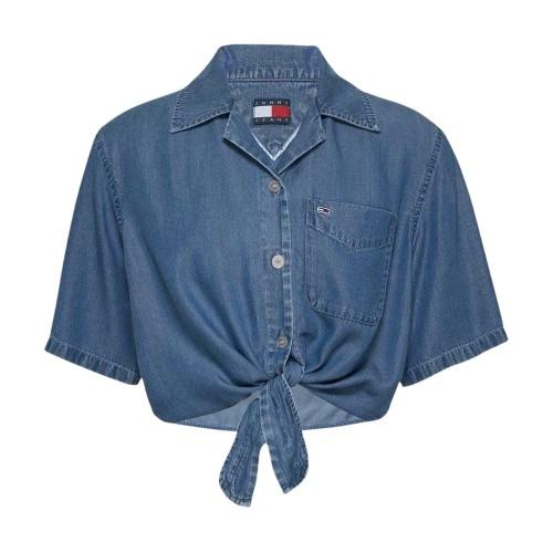 Tommy Jeans Womens/Ladies Cropped Chambray Tied Hem Shirt