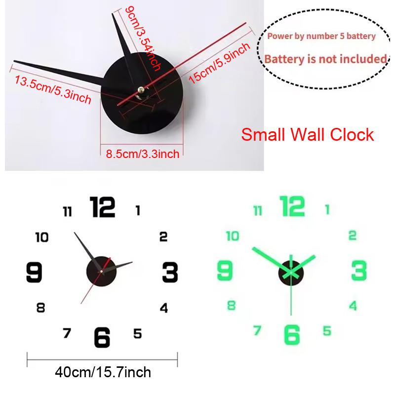 Modern Design Wall Clock 2D Diy Quartz Clock Fashion Watch Acrylic Mirror Stickers Living Room Home Decoration Wall Decor