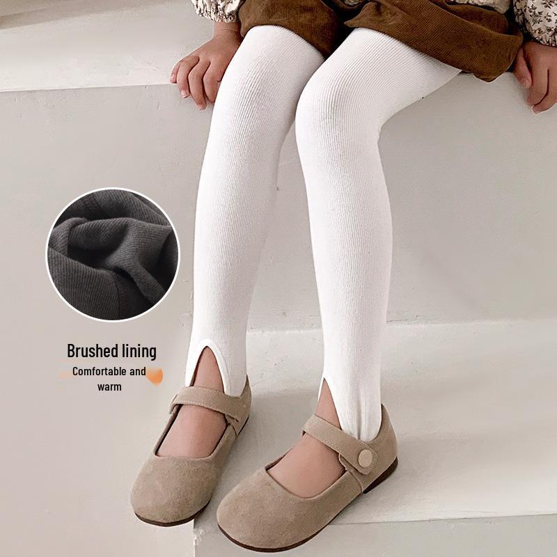 Fleece-lined Kids' Pantyhose & Leggings, Non-slip Dance Socks, and Bodysuits for Spring & Autumn.