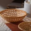 Japanese Hand-Woven Hollow Fruit Snack Storage Basket Rattan Bread Basket Food Serving Platter Tray for Dinner Parties Breakfast