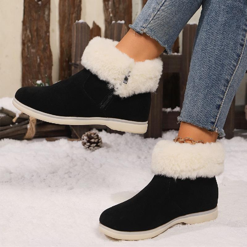 Fashion Winter Men Women Indoor Non-slip Snow Boots Soft Sole Comfortable Warm Shoes Low-top Casual Black Flat Cotton Boots Women Shoes
