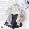 Shoulder Ruffle Lace Floral Sheer Ruffle Office Korean Fashion [KOREARU] Top, Women's Top, Blouse, Print, Shirt, Blouse, Blouse, Top,