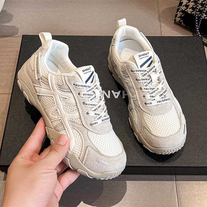 Thick-soled German Training Shoes Women's 2025 Autumn New Versatile Breathable Mesh Lightweight Forrest Gump White Shoes Casual Sports Shoes