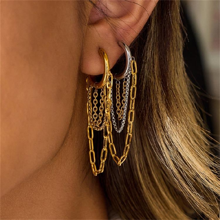 Minimalists Tassels Earrings with Chain Accent Stainless Steel Drop Designs for Everyday Elegant