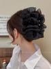 Silver Mesh Bow Bubble Claw Hair Clip for Women - Enhances Hair Volume, Perfect for Updos.