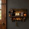 Functional Wooden Key Storage Halloween Holder, Lady Ghost Holder with 4 Hooks, Wall Home Decor Mounted Spooky Rack Organizer for Entryway Hallway