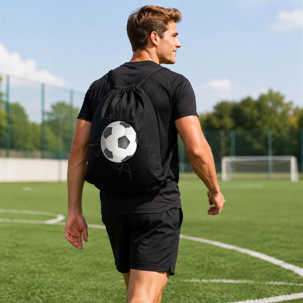 10PC Custom Text Pattern Soccer Drawstring Backpack Polyester Sports Bag Basketball Storage Oxford Fabric Sack
