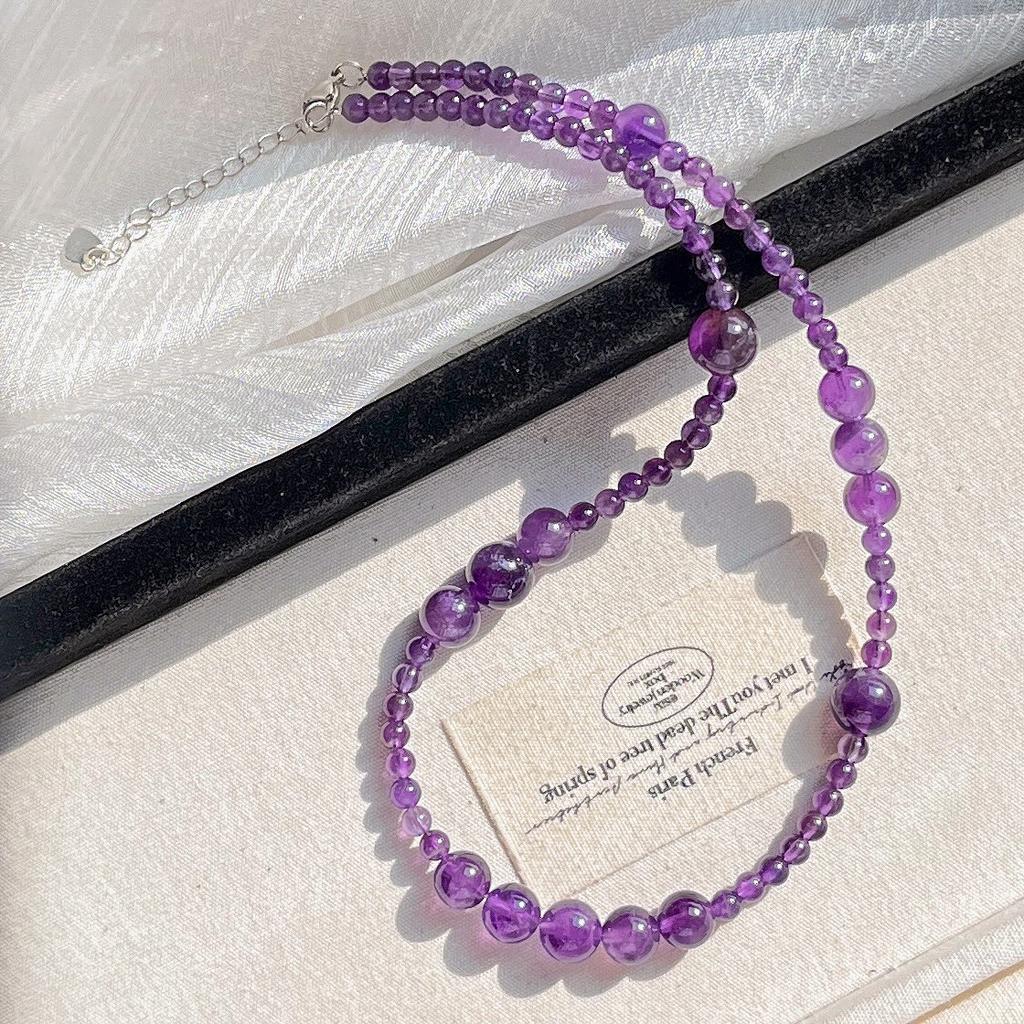 Natürliche Eisdurchlässige Amethyst Gypsy Design Halskette Schlüsselbein Kette Pullover Kette