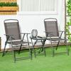 Three-Piece Garden Seat Set, with Glass-Top Table - Brown