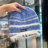 New Style Loose Dandy Hat Lazy Style Fashion Stripes Beanie Hat Sweet Winter Hats For Women Streetwear Knit Hats For Girl