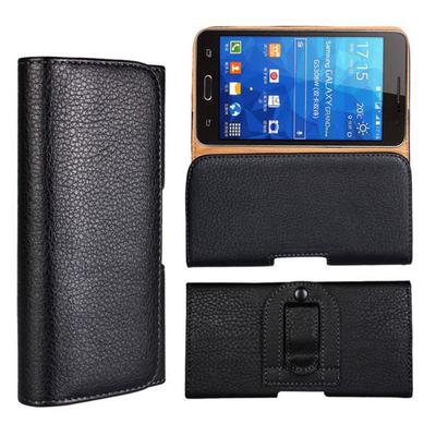 Custodia universale per cintura in pelle nera da uomo con clip per telefono, marsupio orizzontale per iPhone Samsung