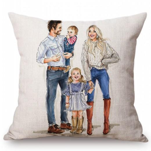 Baby Mother Parenting Art Cozy Family Hand Drawing Sketch Home Decoration Cotton Linen Sofa Throw Pillow Case Car Cushion Cover