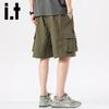 izzue it Men's Casual Multi-Pocket Drawstring Cargo Shorts