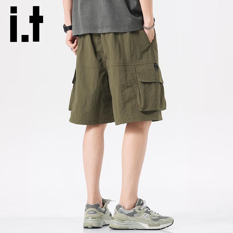 izzue it Men's Casual Multi-Pocket Drawstring Cargo Shorts