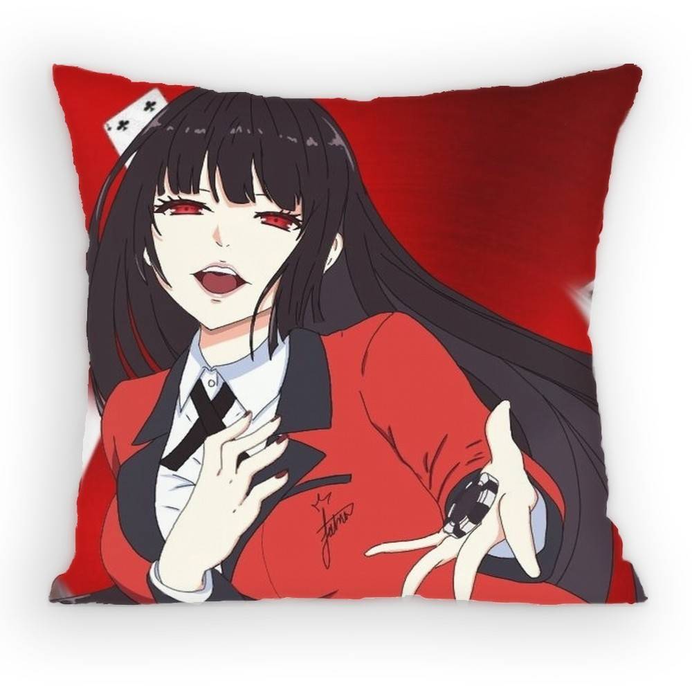 Anime KKakegurui Pillow Case Antidustmite Pillowcase Invisible zipper silky short plush Sofa cushion cover