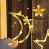3.5M Solar Moon Star Curtain Lights Waterproof 8 Modes LED Fairy String Lamp for Christmas Party Garden Decor Decor for Room