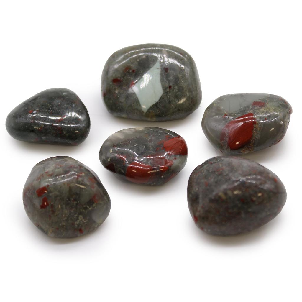 Bloodstone Tumbled Stones African Sephtonite Large 6 Pieces