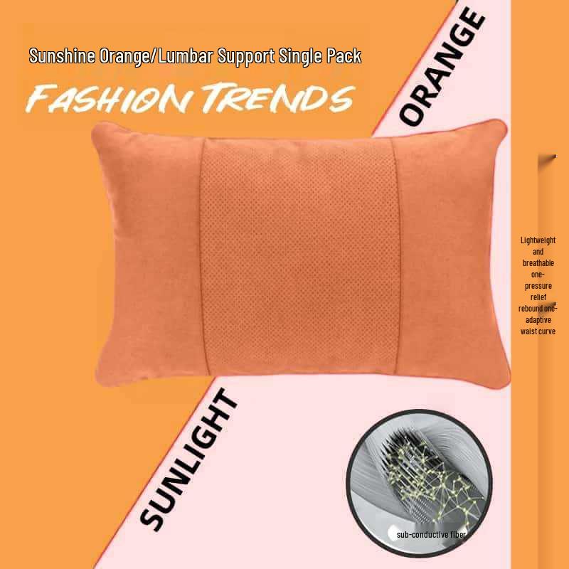 Adjustable Car Headrest & Lumbar Support - Breathable Suede, Perforated, Universal Neck Protection for Sedan Seats