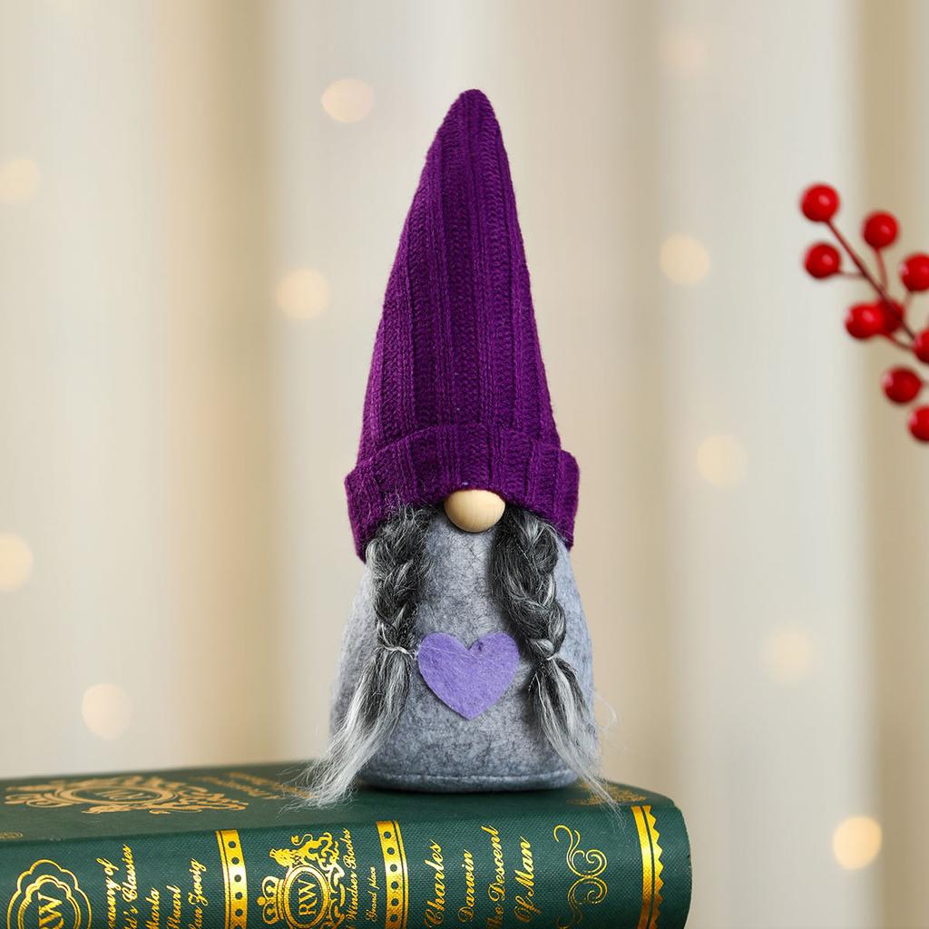 Christmas and Valentine's Day Decorations Purple Knitted Hat Doll Decoration Lavender Spring Fall Faceless Doll