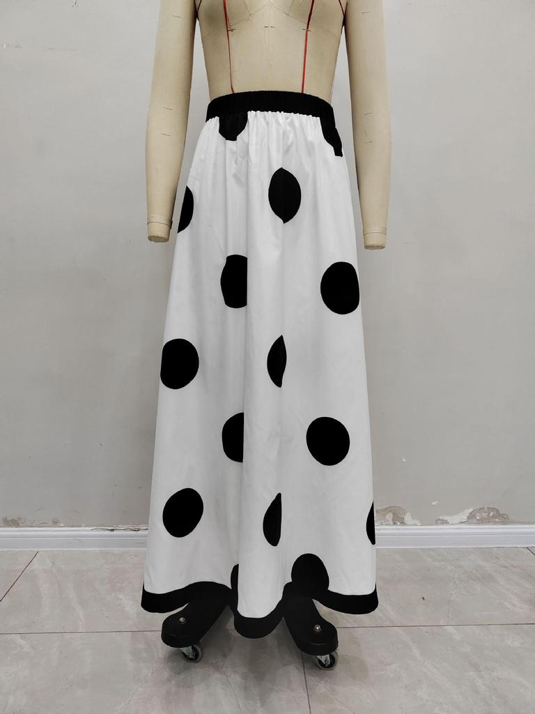 Elegant Polka Dot High Waist Midi Skirt - Fall Fashion 2025