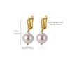 Cross Retro Pearl Temperament Earrings - 18K Gold Plated Stainless Steel with Diamond Inlaid Mother-of-Pearl Heart Bow Design