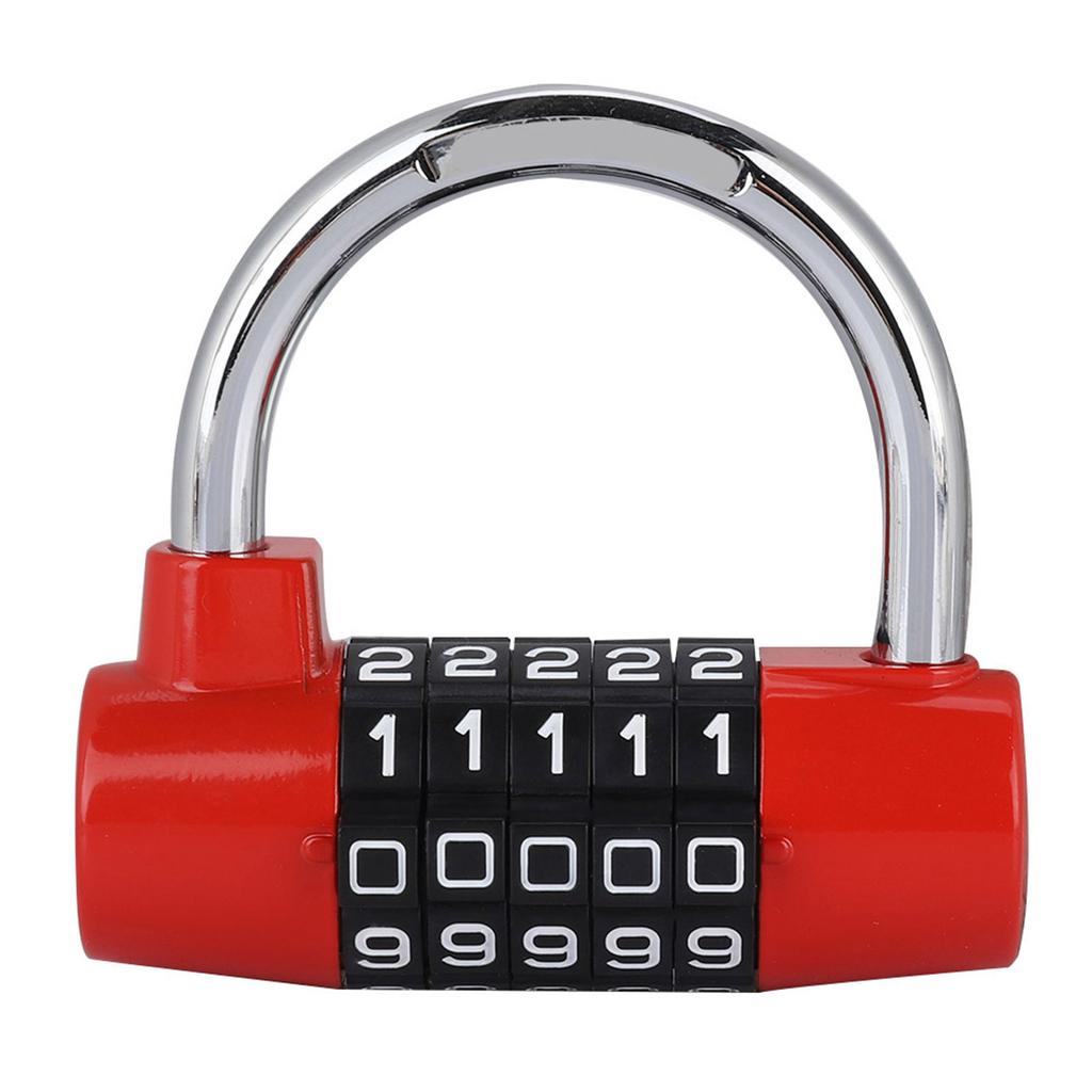 5 Digit   Lock Padlock U shaped Suitcase Door Combination Lock Red