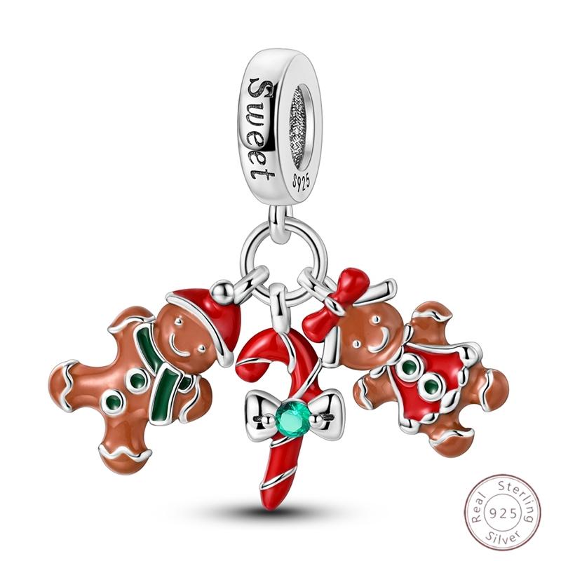 Christmas Charm Bead Pendant Copper Christmas Elk Santa Snowman Claus Charm Fit Original Bracelet Women Diy Jewelry