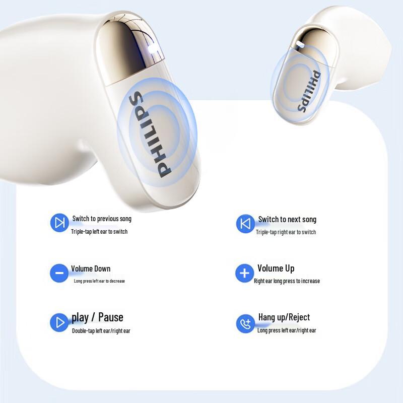 Philips Echte kabellose Bluetooth-Kopfhörer mit Geräuschunterdrückung