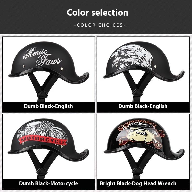 VGV Motorcycle Half Helmet Goggles Included Electric Vehicle Bike Riding Locomotive for Cruiser Retro Man Women Scooter Street