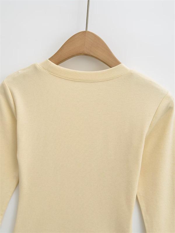 Women's Spicy Girl Deep U-Neck Sexy T-Shirt: Summer Slim-Fit, Elastic Mid-Sleeve, Pure Desire Top