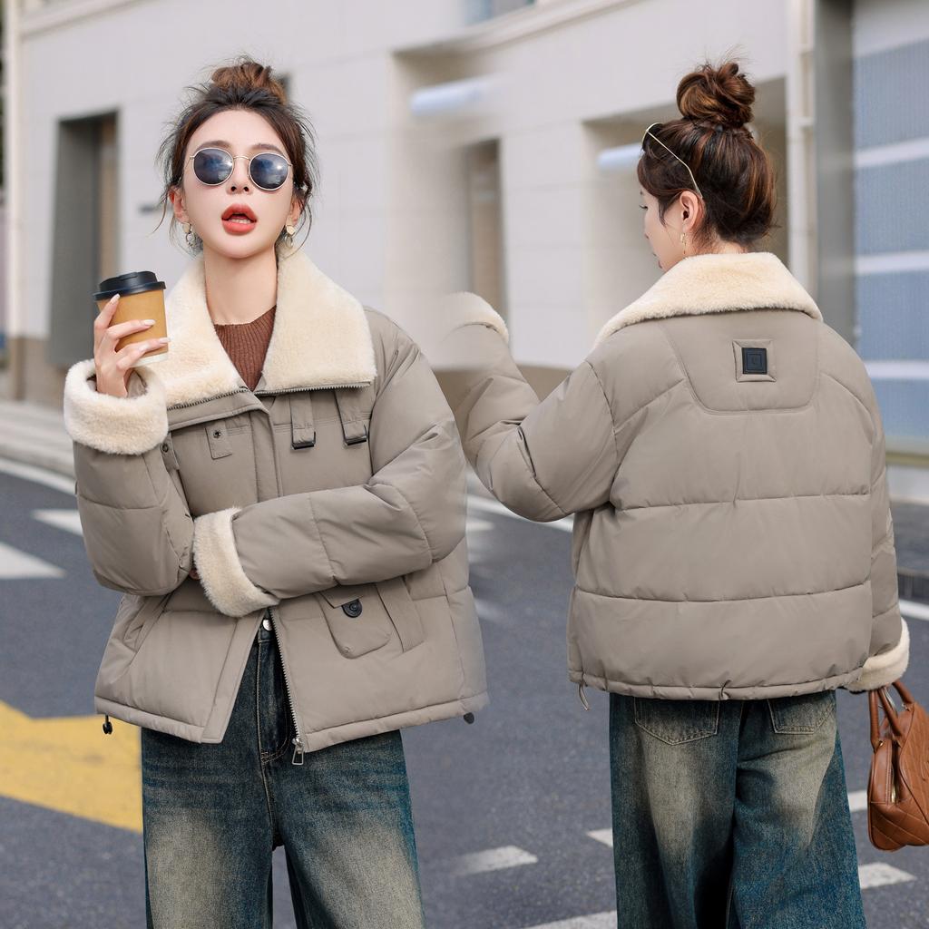 Lapel lamb down cotton clothes women's short winter new casual cotton-padded coat
