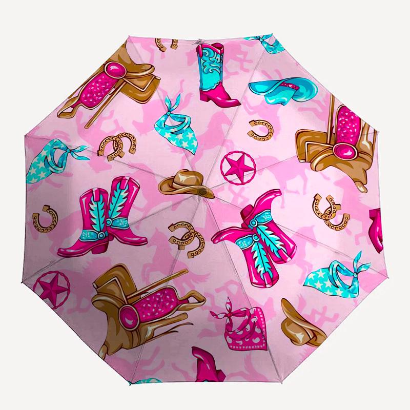 1pc Western Cowboy Theme Pattern Umbrella with Plastic Handle,Suitable for All Seasons UmbrellaPT516