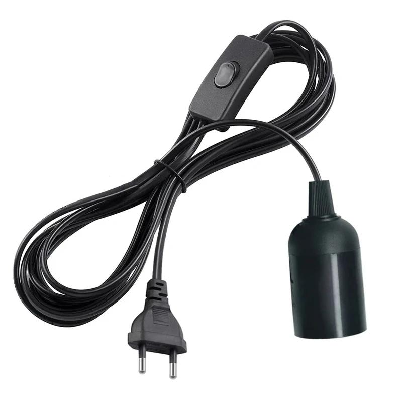 E27 Lamp Base Holder With Switch Wire EU Plug 1.8m Power Cord Cables For Pendant Led Bulbs Fixture Hanglamp Suspension Socket