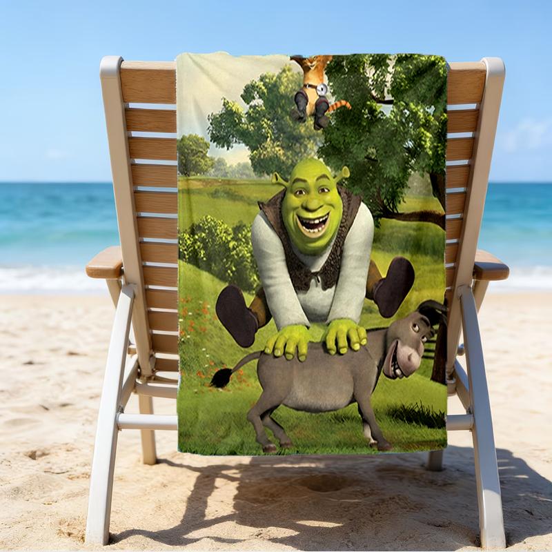 Asciugamano da Spiaggia Ultra Morbido a Tema Shrek, Ideale per Piscina - Campeggio, Immersioni - Essenziale da Viaggio Perfetto, Asciugamano da Spiaggia Vivace.