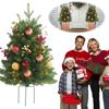 Holiday Christmas Tree with Tripod Stake Artificial Xmas Tree with Balls Berries Holiday Planter Filler for Front Porch Pathway