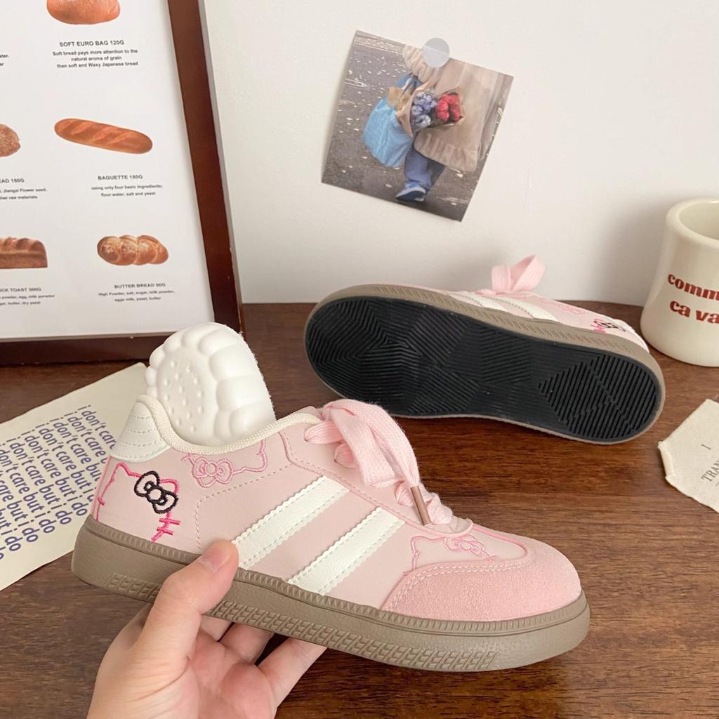 Cute cat pink German training shoes women's shoes 2025 spring and autumn new fashion niche original chic casual white shoes