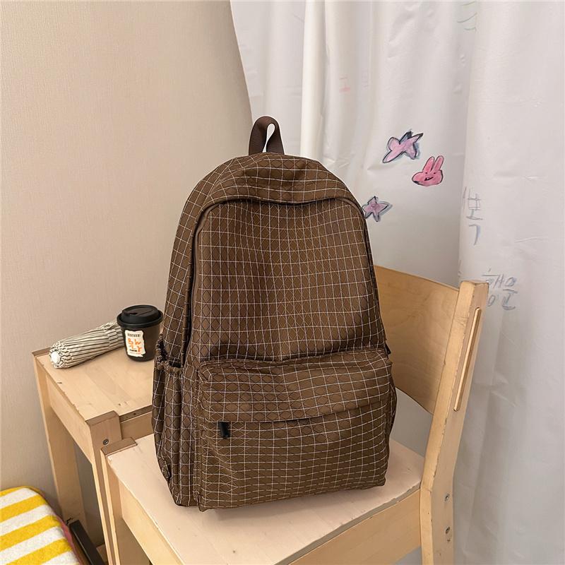 

Student s Large Capacity Schoolbag Rhomboid Backpack Unisex Backpack кофейный