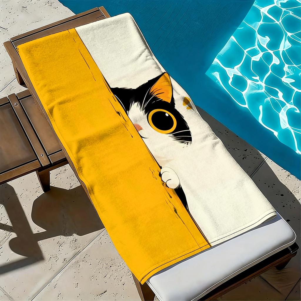 Lustiges Cartoon-Katzen-Thema Polyester-Mikrofaser-Strandtuch ist sehr saugfähig, geeignet für Schwimmen und Strandausflüge