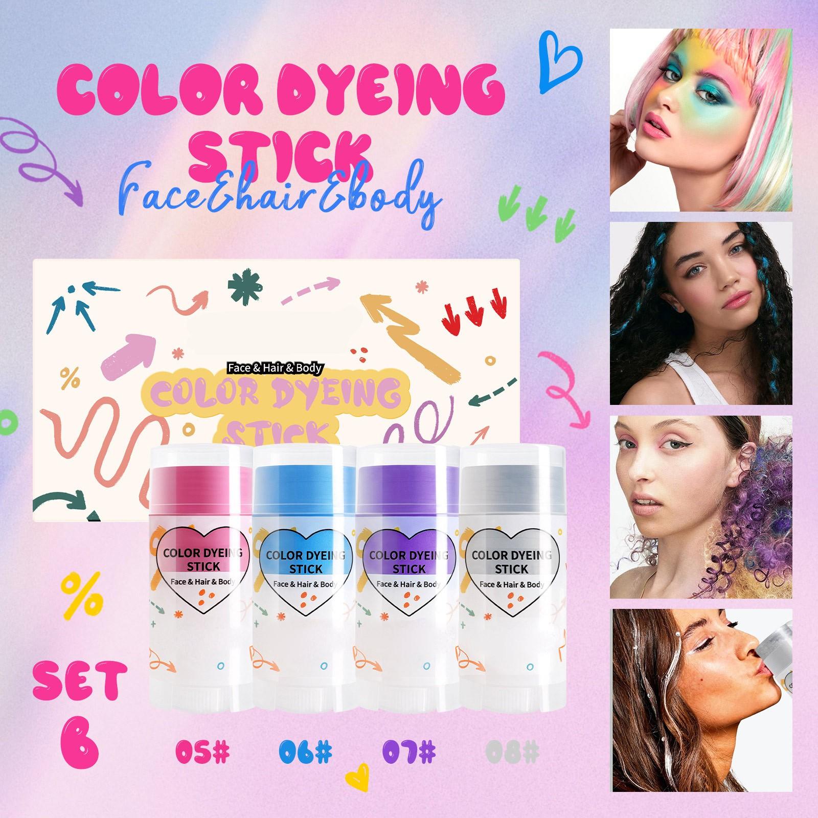 

Набор для временной стирки волос, одноразовая вращающаяся палочка для окрашивания с 4 цветами, подарки для темных волос, маркеры для окрашивания волос(4шт) One Size