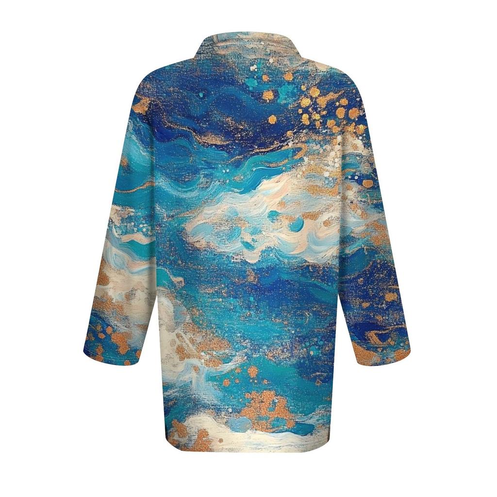 Damenmode Casual Revers Kurzarm Bedrucktes Hemd Damen Button Up Tops