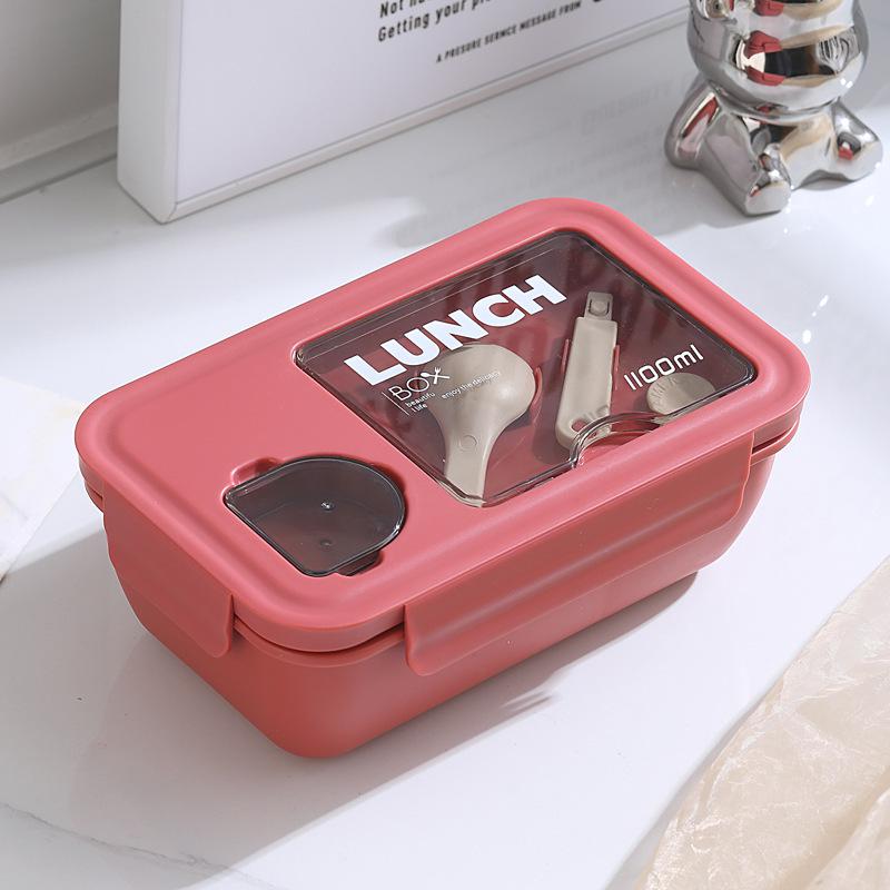 Microwavable Japanese-Style Wheat Straw Lunch Box Set with Compartments for Students and Office Workers